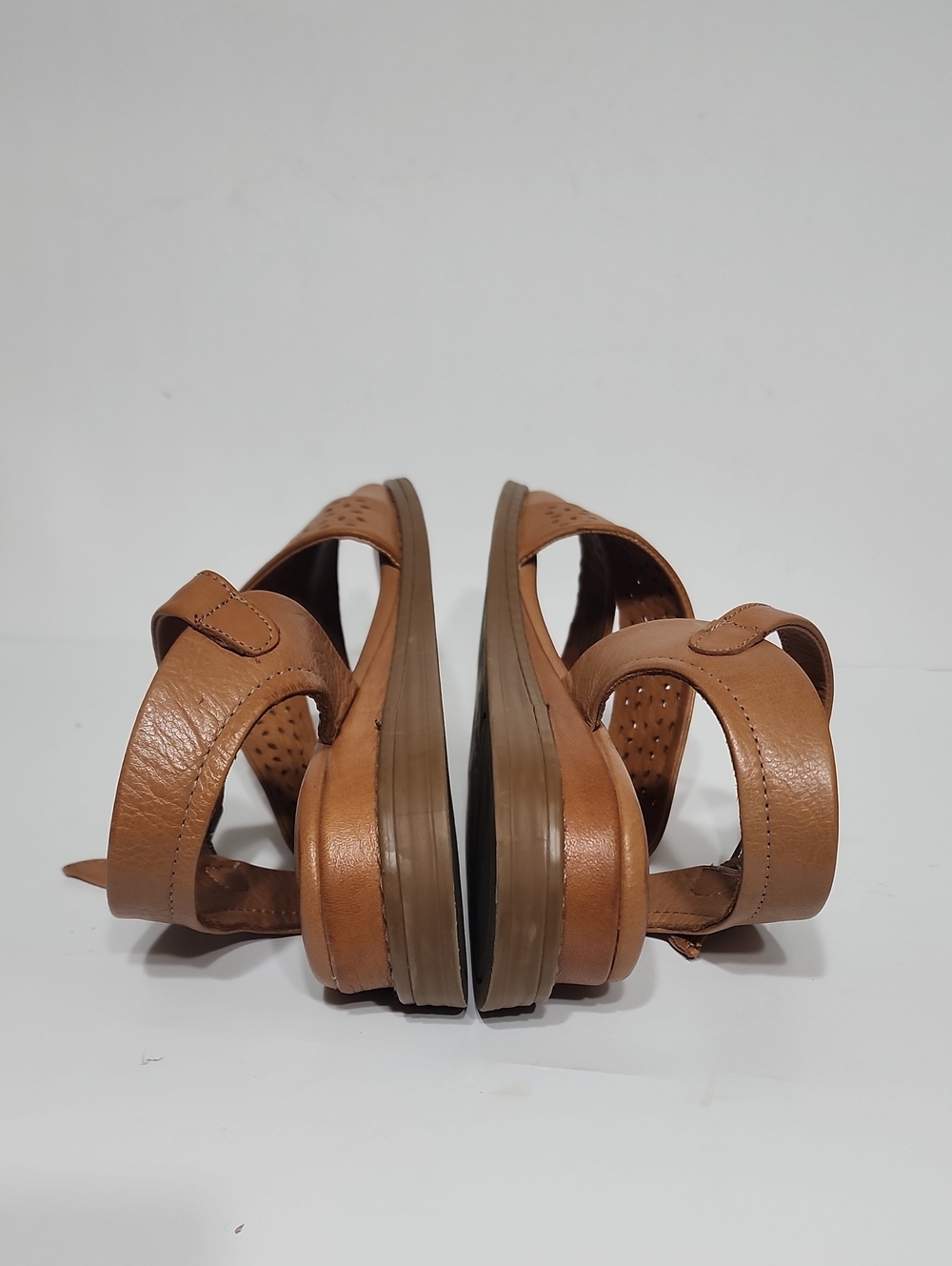 Miz Mooz Cognac Hazel Perforated Leather Strappy Sandals Size 38 - Picture 7 of 12
